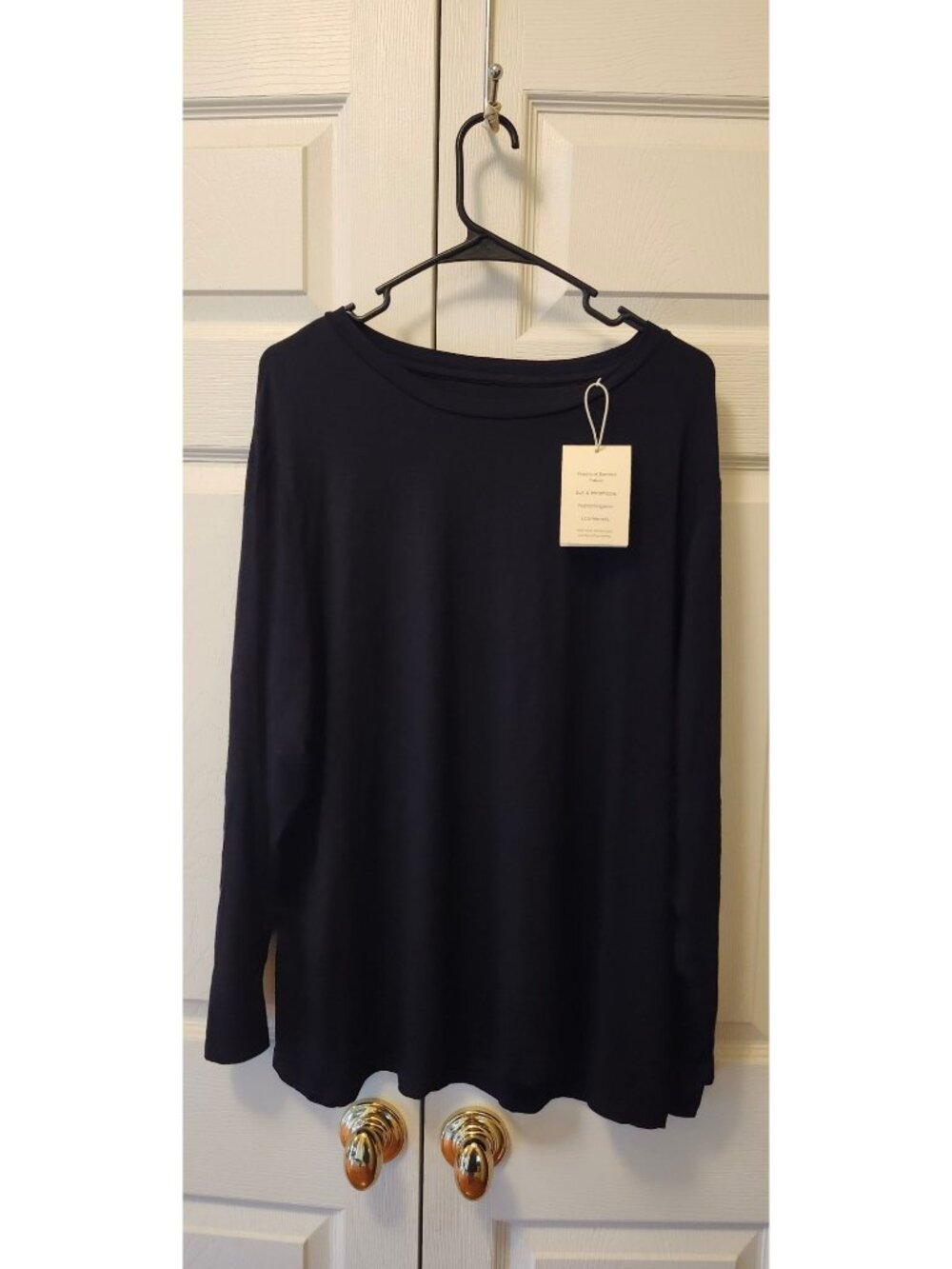 New Women Little Snuggles Bamboo Solid Black Long Sleeve Shirt Size XL